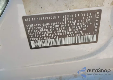 2017 Volkswagen Jetta 1.4T Se from USA, damaged, VIN 3VWDB7AJ0HM285526